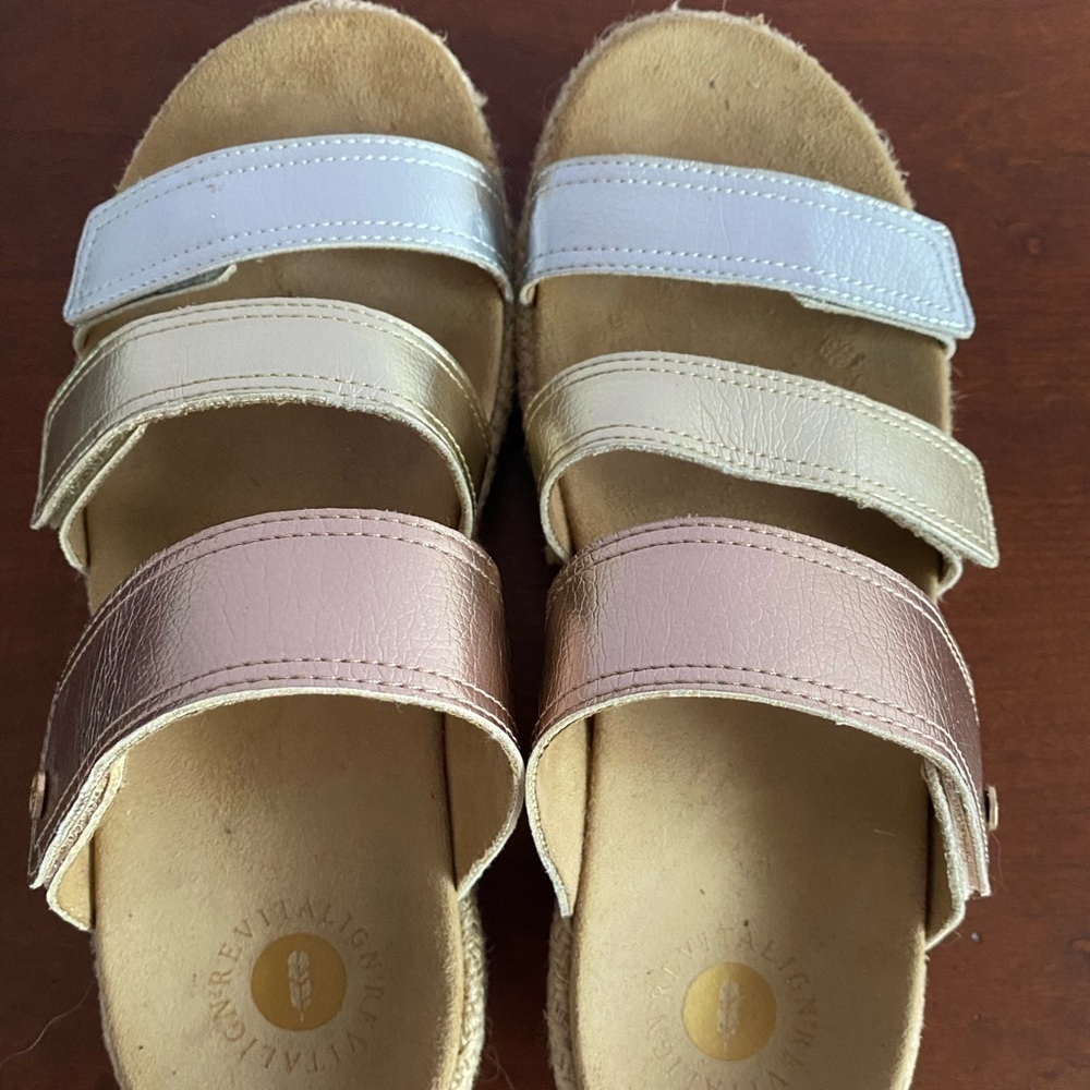 REVITALIGN Women's Sandals in White, Gold, and Pink